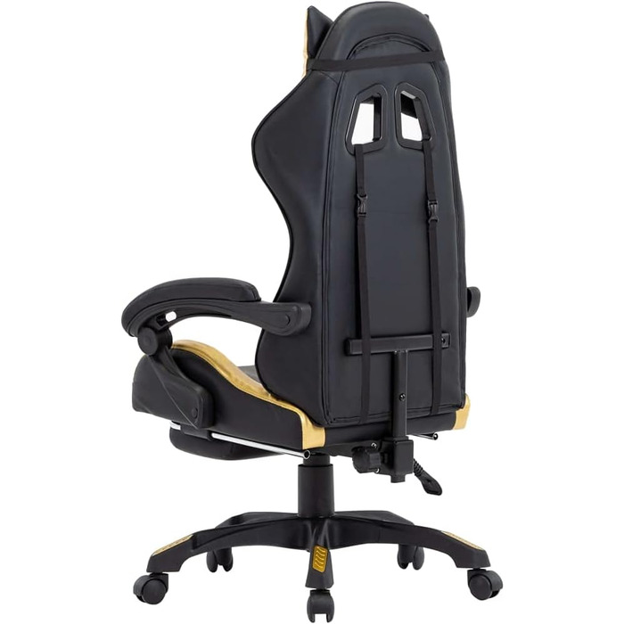 Ігрове крісло Homediy з підставкою для ніг, підголівником, поперековою опорою, офісне крісло, поворотне крісло, крісло керівника, письмове крісло, спортивне сидіння, гоночна шкіра, золотисто-чорне, з підставкою для ніг