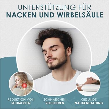 Подушка для сну - Ортопедична подушка з піни з ефектом пам&39яті, ергономічна та для полегшення болю в шиї, для всіх положень сну (на спині, животі та на боці) (, біла, висота 10 см) Висота 10 см Білий 1