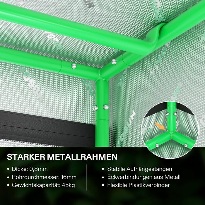 Намет для вирощування VIVOSUN S425 120x60x150 см. Намет для вирощування в приміщенні, виготовлений із майлара з високою відбивною здатністю, із оглядовим віконцем і піддоном для підлоги для внутрішньої гідропонної системи вирощування для VS2000