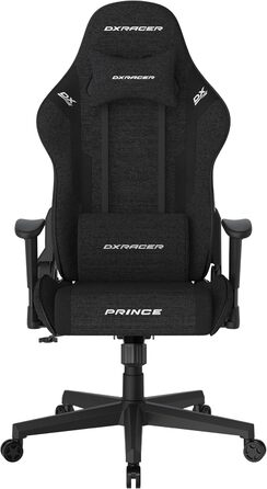 Ігрове/офісне/пильне крісло DXRacer Prince L PF132 з функцією гойдання, поворотне крісло з регульованою висотою, ергономічне крісло керівника, чорне, DXRacer PRINCE / тканина