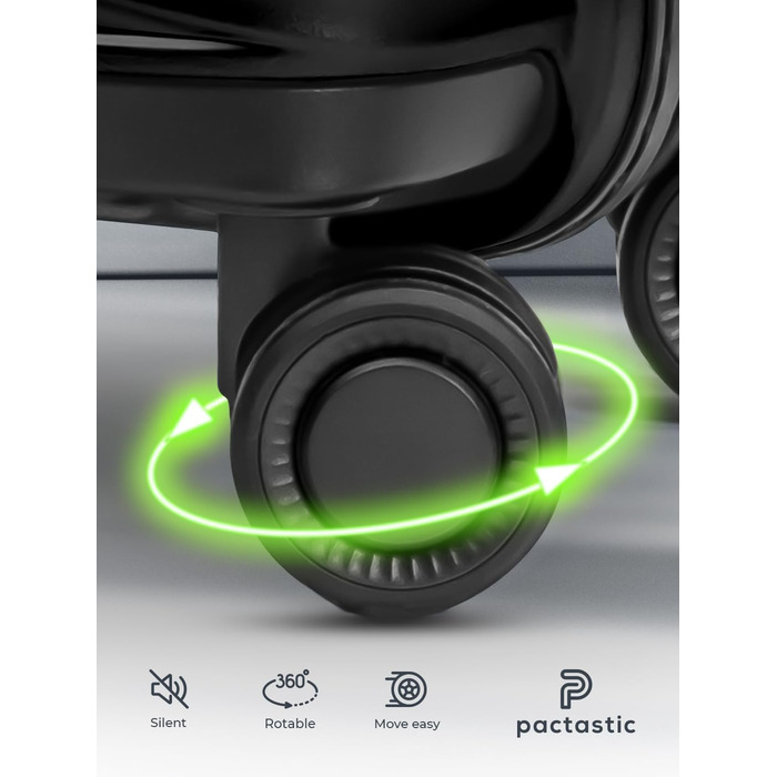 Ультралегка валіза для ручної поклажі з твердою оболонкою Маленький візок для ручної поклажі 39 x 20 x 55 см 41 літр Поліпропілен та TSA лише 2,25 кг (Колекція 02) Чорна металева валіза S (55 см)