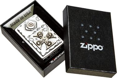 Запальничка Zippo 15190 Storm 2004746 EMBLEM-LIGHTER VINTAGE STYLE WITH SKULL-CROSS, 5.8 x 3.8 x 2.0 см, срібляста