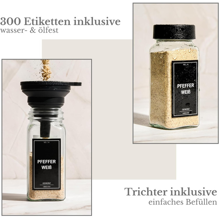 Банки для спецій з полицею 24 x 120 мл, включаючи 300 етикеток для спецій DE - Полиця для спецій з банками - Шухляда для органайзера для спецій - Шухляда для полиці для спецій з банками, система полиць для спецій, золота полиця Золота аура