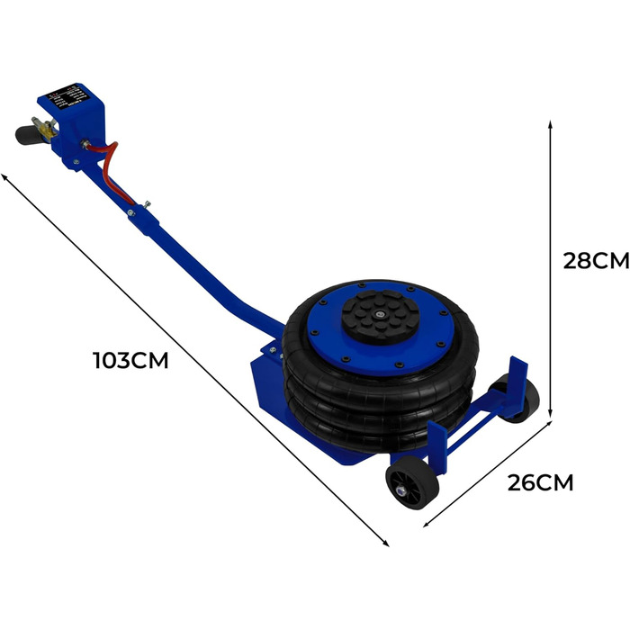 Пневматичний домкрат 3,5 т Швидкий автомобільний домкрат на 3-5 секунд Маневровий домкрат для ремонту автомобіля, заміна шин з довгою важільною ручкою 3 повітряні подушки, прогумовані ручки, домкрат висотою підйому 16,5 40 см з важільною ручкою
