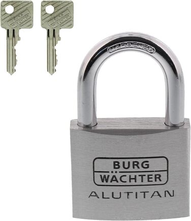 Замок навісний Burg-Wchter Alutitan 770 50 SB, алюмінієвий, дужка 8 мм, висота дужки 50 мм, 2 ключі в комплекті