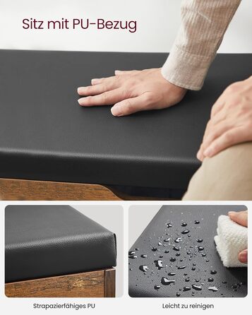 Лавка для взуття VASAGLE із сидінням, лавка для зберігання речей, м&39яка, 3 відкриті відділення, відділення під подушкою сидіння, взуттєва полиця для вітальні, коридору, вантажопідйомність до 136 кг, вінтажно-коричневий колір LHS30BX 80B см вінтажно-кори