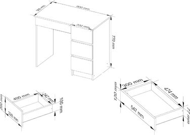 Письмовий стіл AKORD A7 90 см 4 шухляди правий Комп&39ютерний стіл Для дому Для офісу Для роботи Ш 90 x В 77 x Г 50 см Вага 30,50 кг Біла/графітово-сіра ламінована стільниця, біло-графітово-сіра передня панель