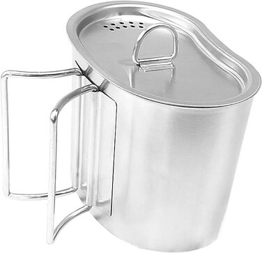 Кемпінгова кружка зі складною ручкою, 700 мл, кружка з нержавіючої сталі з кришкою, для активного відпочинку, кемпінгу, походів та пікніків