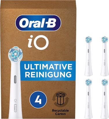 Щітки для чищення Oral-B iO Ultimate для електричної зубної щітки, 4 шт. и, неперевершене чищення зубів за технологією iO, упаковка, готова до поштової скриньки, подарунок на День святого Валентина для неї/нього