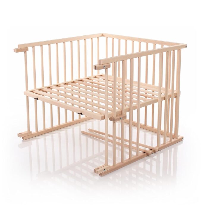 Комплект для переобладнання дитячого ліжка babybay для приліжкових ліжечок, плавне регулювання, підходить для моделі Maxi та ліжка Boxspring / дитячого ліжка, розмір 140 см x 89 см, виготовлений з масиву бука, натуральної необробленої деревини