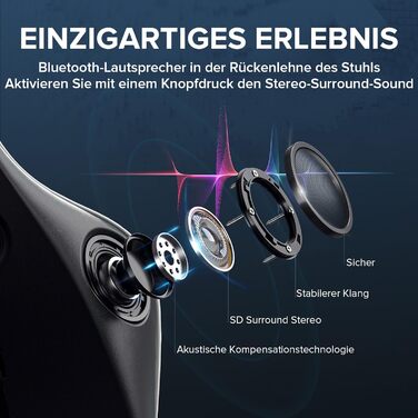 Ігрове крісло GTPLAYER з підставкою для ніг, динамік, музика через Bluetooth, офісне крісло, комп&39ютерне крісло, стілець для столу, ергономічне крісло, чорно-сіре