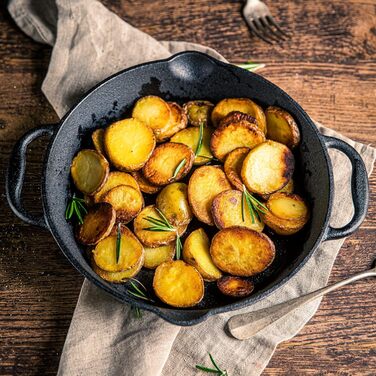 Чавунна сковорода-гриль BBQ-Toro I Чавунна сковорода з двома ручками і двома носиками I Сервірувальна сковорода I Сковорода (Ø 40