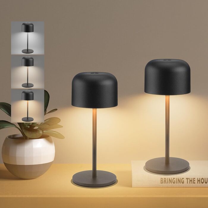 Світлодіодна акумуляторна маленька настільна лампа з можливістю затемнення бездротова 3000K-6000K для приміщень/на вулиці, IP54 ви