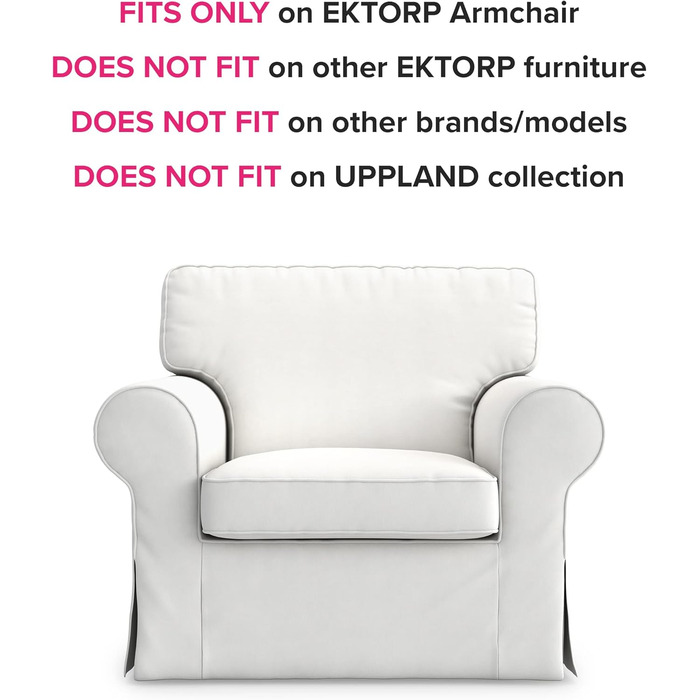 Чохол для крісла Ektorp, змінний чохол, сумісний з чохлом для крісла IKEA EKTORP, ТІЛЬКИ чохол для крісла EKTORP Не підходить для чохла для крісла Uppland (Dark Ocean).