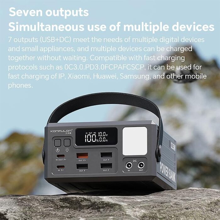 Павербанк зі швидкою зарядкою, потужністю 22,5 Вт від зарядного пристрою Konfulon (USB C, A, вхід і вихід постійного струму), PD3.