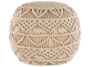 Подушка-шезлонг Beliani Pouf з в&39язаним м&39ячим сидінням, бежева, 40x40 см, кругла, бавовна, Кайсері