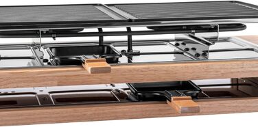 Персон, раклетний гриль 1500 Вт з дерев'яним каркасом, раклет з антипригарною пластиною для гриля, настільний гриль електричний, 8