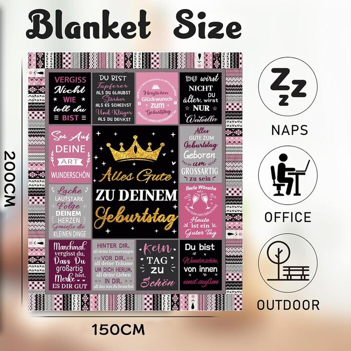 Подарунок на день народження для жінок, подарунок на день народження найкращій подрузі, подарунок на день народження мами, дівчини, дружини, дівчини, сестри, подруги, колеги, подарунки на день народження для жінок 150*200 см