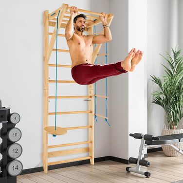 Стіна для скелелазіння COSTWAY, Гімнастична стіна, Гімнастична стіна на відкритому повітрі, Гімнастичне обладнання, Дерев&39яна, Вантажопідйомність 100 кг