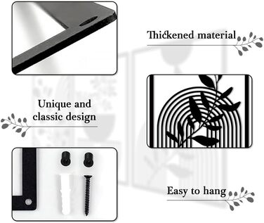 Панелі Сучасний геометричний металевий настінний декор Настінний декор Металевий чорний настінний декор Настінне мистецтво для вітальні Для дому, спальні, вітальні (30x40 см), 3