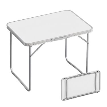 Стіл для кемпінгу Relaxdays, складний бічний столик, HBT 68,5 x 80 x 60 см, кемпінг та пікнік, складний стіл з алюмінію, білий
