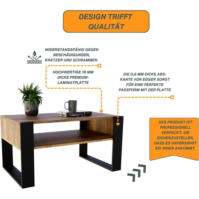 Журнальний столик для вітальні з високоякісної деревини, сучасний журнальний столик з додатковим місцем для зберігання речей, журнальний столик для вітальні, ретро чорний колір