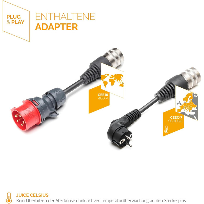 Комплект Juice Booster 2 Wallbox EU, мобільний настінний бокс 22 кВт без установки, зарядний пристрій для BEV із зарядним кабелем