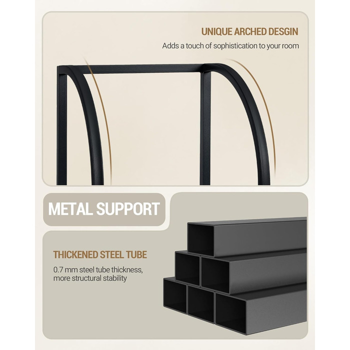 Полиця Hzuaneri, книжкова шафа, 7-ярусна полиця, полиця для DVD, вузькі полиці, офісна полиця в індустріальному стилі, металевий каркас для вітальні, спальні, кухні, вінтажний коричнево-чорний BC57001B 30 x 33,6 x 208,5 см, вінтажний коричнево-чорний