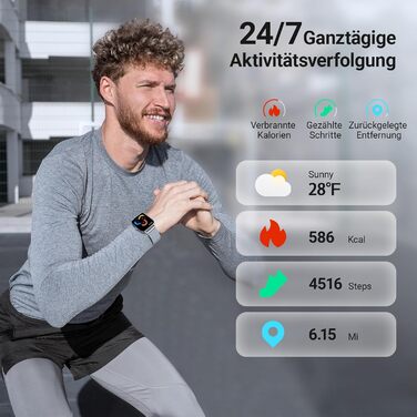 Розумний годинник для чоловіків та жінок з функцією телефону, фітнес-годинник 1,85 дюйма, понад 100 спортивних режимів, фітнес-трекер з моніторингом серцевого ритму/SpO2/сну, крокомір, водонепроникний спортивний годинник IP68 для iOS та Android, сріблясти