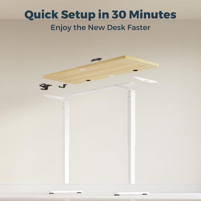 Електричний підйомний стіл з регульованою висотою та стільницею, стіл для роботи стоячи, підйомний комп&39ютерний стіл з гачками, блокування від дітей, функція пам&39яті для офісу та дому - клен 140 x 60 см Білий клен, 1 140x60