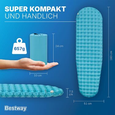 Надувний килимок для сну Bestway AlpineLite для мам, 183 x 51 x 7,5 см, звичайна повітряна подушка