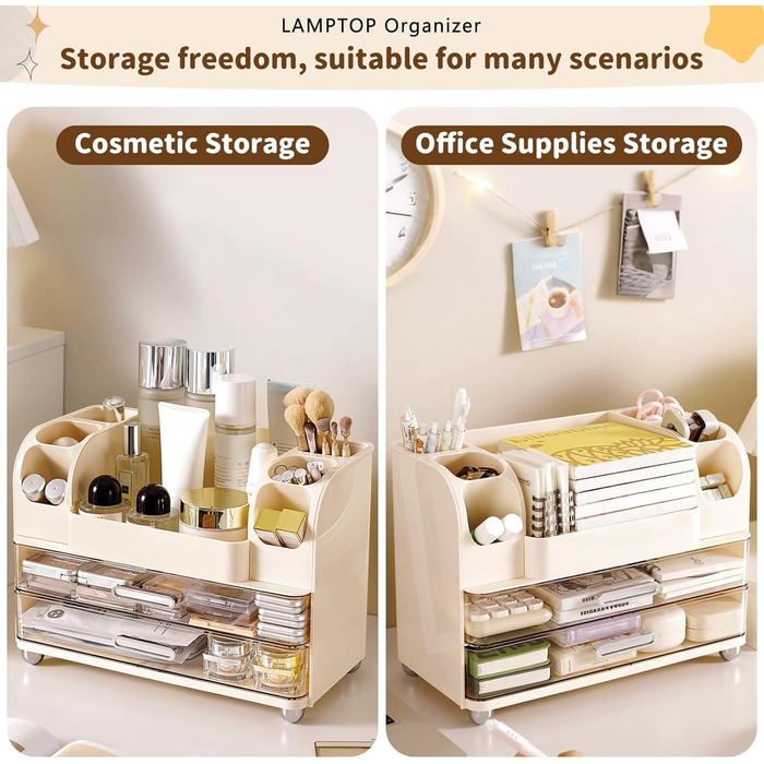 Органайзер для косметики з шухлядами, органайзер для пензлів, пластикова коробка для зберігання косметики, органайзер для засобів догляду за шкірою, багатофункціональний органайзер, коробка для зберігання косметики для туалетного столика.