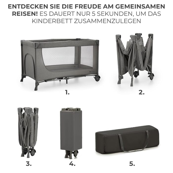 Дитяче ліжко Kinderkraft Joy 2, дорожнє ліжечко 2-в-1, дитячі ліжка, дитяче ліжко, дорожнє ліжечко, сучасний дизайн, малі розміри у складеному вигляді, колеса, Happy Shapes