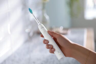 Електрична зубна щітка Philips Sonicare Sonic серії 3100 із вбудованим датчиком тиску, SmarTimer і QuadPacer, HX3673/13 біла
