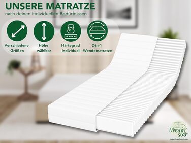 Матрац DREAMSTAR Simple Flex Duo 7-зонний 140x200 см H2&H3 Ергономічний матрац з холодної піни Гіпоалергенний та антибактеріальний Знімний та пральний чохол Oeko-Tex (17 см, 140 x 200 см) 140 x 200 см 17 см