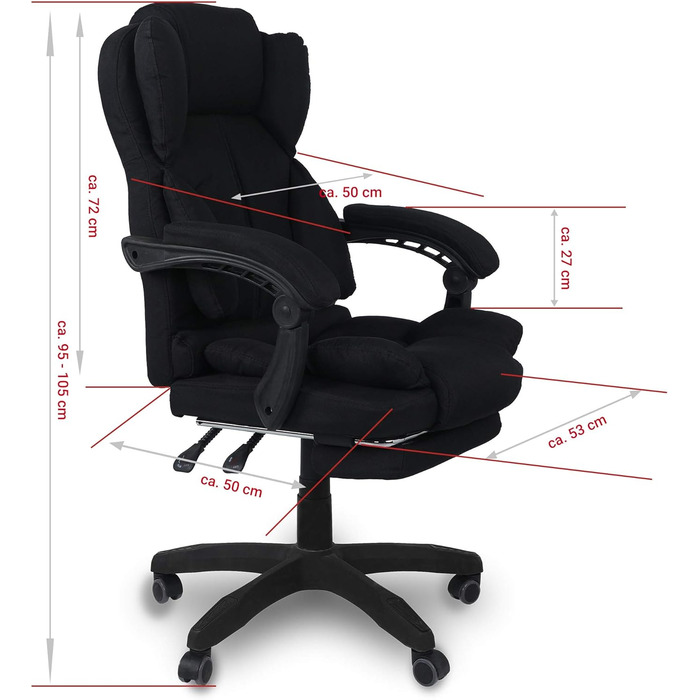 Офісне крісло, ергономічне стільце для столу, крісло керівника з тканини з м&39якими підлокітниками та підголівником, регульоване по висоті крісло, що обертається на 360, крісло, що обертається з тканини, колір чорний