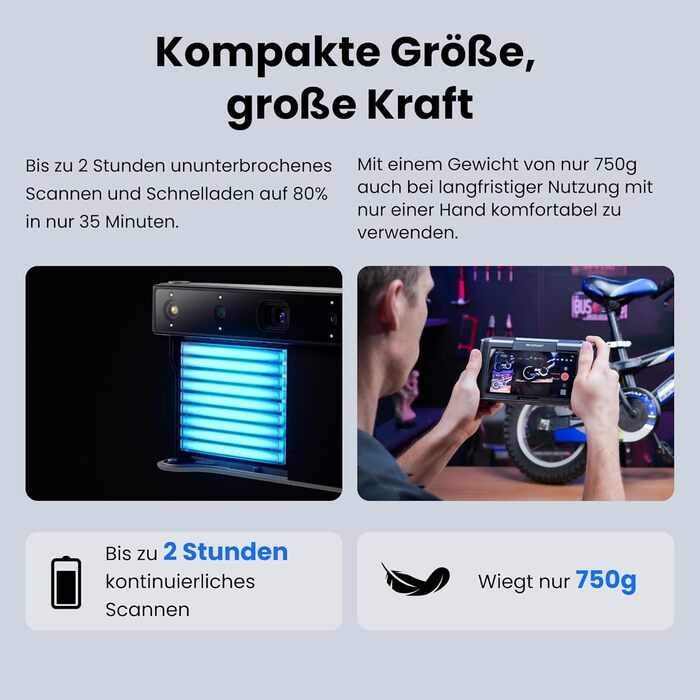 Сканер Revopoint MIRACO Plus для 3D-друку, портативний сканер з фотограмметрією, до 20 кадрів в секунду, точність до 0,02 мм, повн