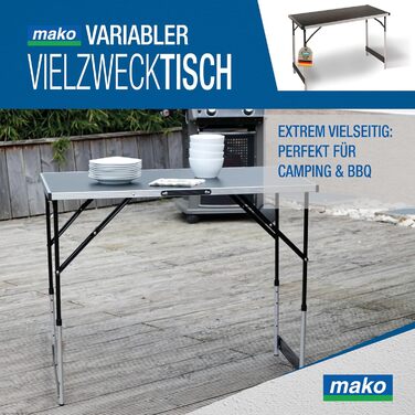 Багатофункціональний стіл Professional Регульований по висоті багатофункціональний стіл 60 x 100 см - Туристичний стіл, розкладний стіл, ринковий стіл, бічний столик для кемпінгу, в саду або для фестивалів та ринків 100 x 60 x 90 см - Одинарний стіл 100 x