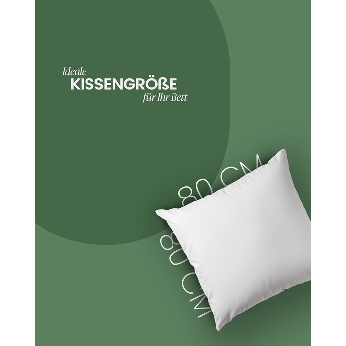 Пухова подушка Bestlivings, зроблена в Німеччині - 80x80 см, подушка для сну, сертифікована Downpass (якість та добробут тварин) - Oeko-Tex - чохол зі 100 високоякісної бавовни