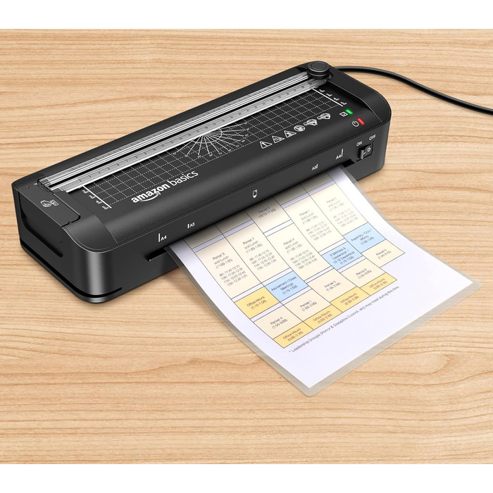 Термоламінатор Storeo Basics 3-в-1 для паперу A4, з функціями різання, перфорації та заокруглення кутів, включає 10 чохлів, штекер ЄС, чорний A4 Нова колекція Одинарний