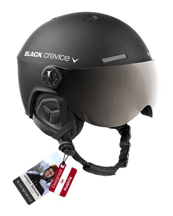 Лижний шолом CREVICE Gstaad з козирком Pilot для чоловіків та жінок Виготовлений з полікарбонату Повітропроникний Регульований розмір M/L Чорний
