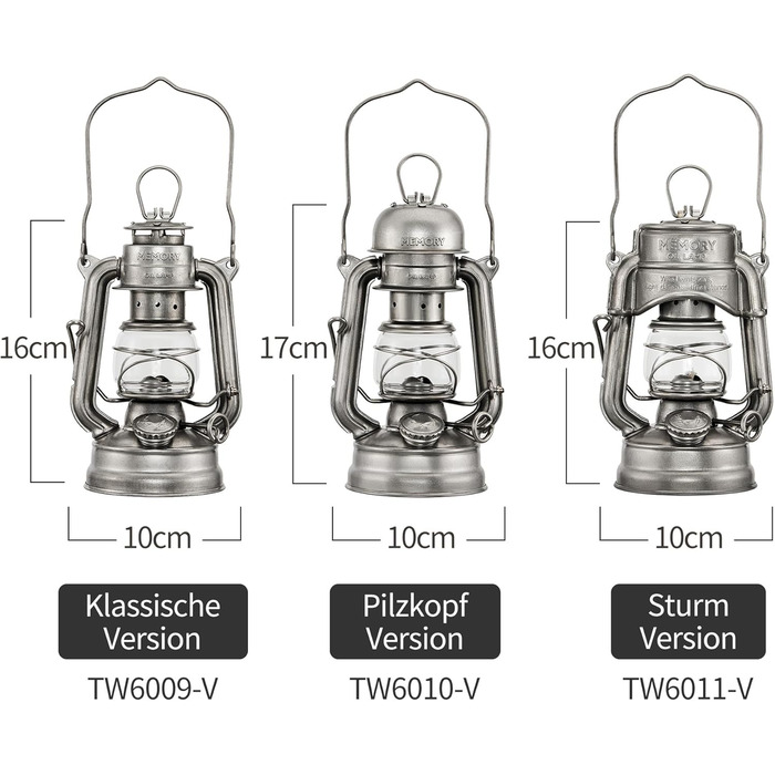 Ретро-ліхтар Thousand Winds Storm, гасова лампа для вулиці (версія Storm), гасовий ліхтар Memory для використання на свіжому повітрі, кемпінгу, походів, патіо, пікніка - вітрозахисний, з ручкою для перенесення, ретро-срібло TW6011 ретро-срібло
