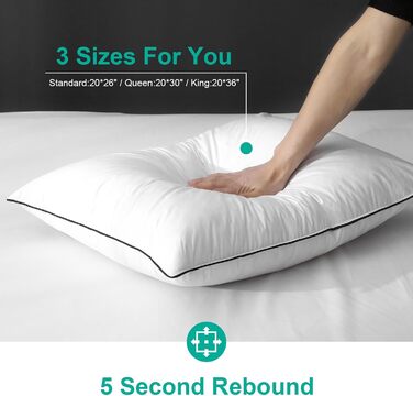 Пухова подушка APSMILE 40x80 з пір&39ям та 3-камерним наповнювачем - Розкішна пухова подушка для сну, подушка для голови 40x80, пухова подушка, чохол зі 100 органічної бавовни, м&39яка та підтримуюча (біла, 2 шт.) 40 x 80 см (2 шт.) Білий