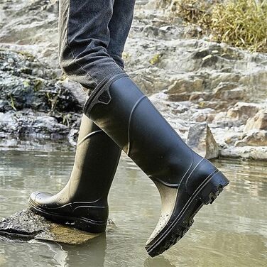 Чоловічі гумові чоботи, гумові чоботи до коліна, вейдерси для активного відпочинку, товсті чоботи до середини ікри для походів, гумові чоботи, до середини ікри, чорні, розмір 42 EU