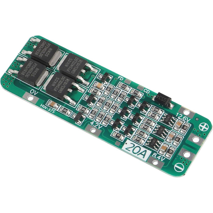 Елементний модуль захисту літієвих акумуляторів, модуль зарядки 20A 18650, 3S 20A 12.6V BMS плата захисту літій-іонних літієвих акумуляторів, плата захисту 18650, захист від перезаряджання/перерозряджання, 12-