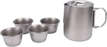 Набір для чаю з нержавіючої сталі Bnineteenteam, портативний чайник з ситечком та 4 чашки в чохлі для кемпінгу