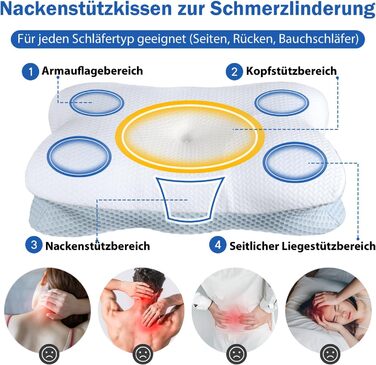 Подушка для шийного відділу хребта від болю в шиї, ортопедична подушка з піною з ефектом пам&39яті від болю в плечах, ергономічна подушка для підтримки голови та шиї для сну на боці/спині/животі, розкішна подушка для шиї