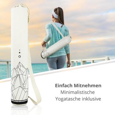 Килимок для йоги преміум-класу з корком (товщина 4 мм) - Нековзний килимок для фітнесу з лініями вирівнювання - Килимок для пілатесу Сумка для йоги Мандала