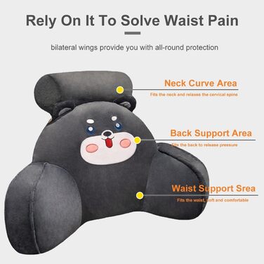 М&39яка подушка для читання, м&39яка подушка з підлокітниками для дорослих та дітей, спинка дивана, крісла, сидіння, гри перед телевізором, клиноподібна подушка з валиком для шиї (розмір 7550 см, колір чорний) 7550 см чорний