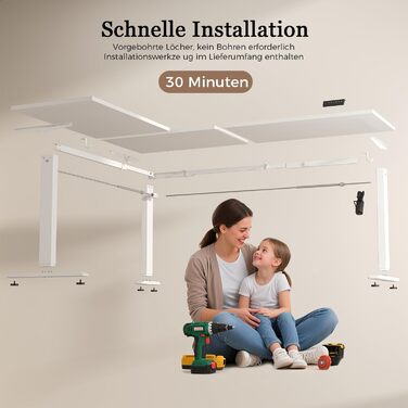 Г-подібний електричний стіл Klicelor, регульована висота, 190 x 155 см, Г-подібний стіл для роботи стоячи з 3 функціями пам&39яті та технологією запобігання зіткненням, ергономічний комп&39ютерний стіл, білий 190 x 155 см білий